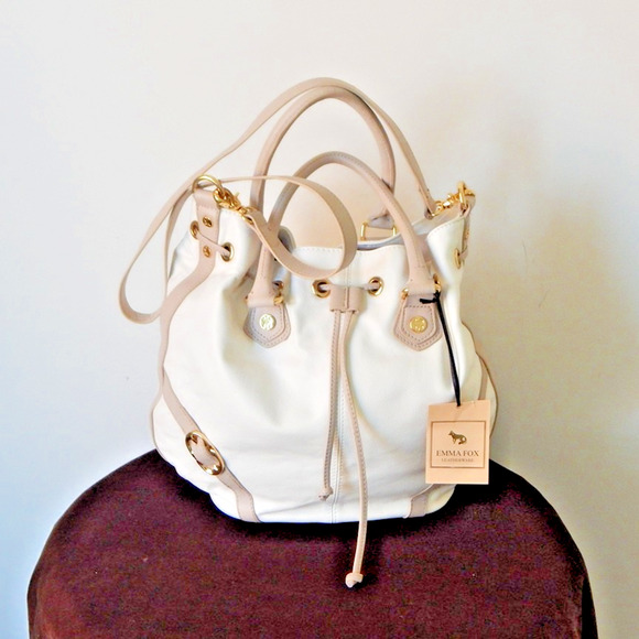 NWT EMMA FOX JUNO Leather Satchel Shoulder Handbag White NEW - Picture 11 of 16